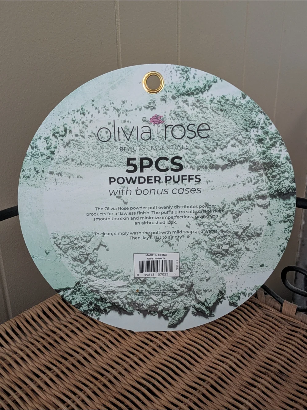 Olivia Rose 5PC Powder Puffs Set in Mint Green with Bonus Case